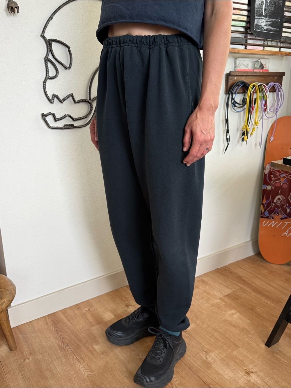 Vintage 90s Y2K Black Drawstring Baggy Sweatpants Jerzees ~ Size Large